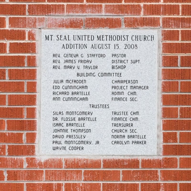 Mt. Seal United Methodist Church 2008 Cornerstone image. Click for full size.