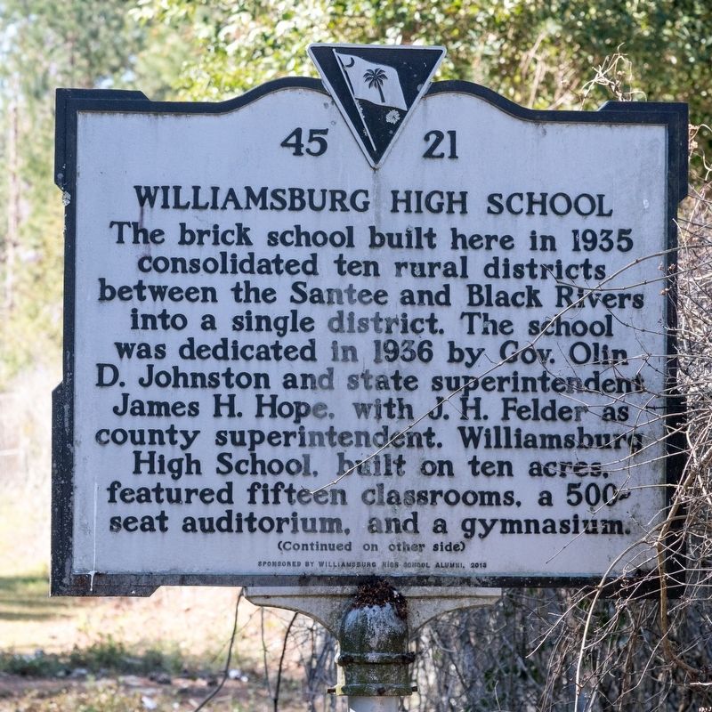 Williamsburg High School Marker, Side One. Click for full size. Williamsburg High School Marker, Side One image. Click for full size.