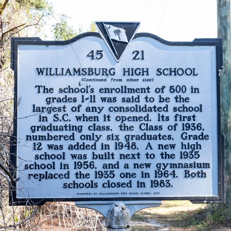 Williamsburg High School Marker, Side Two. Click for full size. Williamsburg High School Marker, Side Two image. Click for full size.