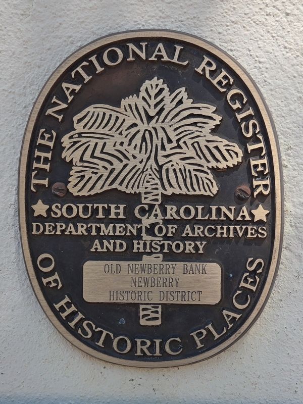 Old Newberry Bank Marker. Click for full size. Old Newberry Bank Marker image. Click for full size.