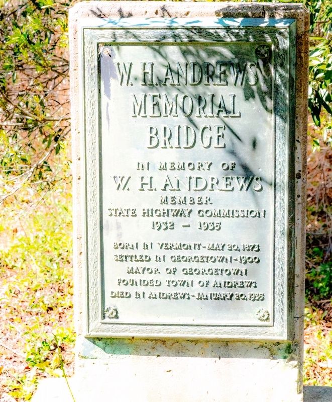 W. H. Andrews Memorial Bridge Marker. Click for full size. W. H. Andrews Memorial Bridge Marker image. Click for full size.