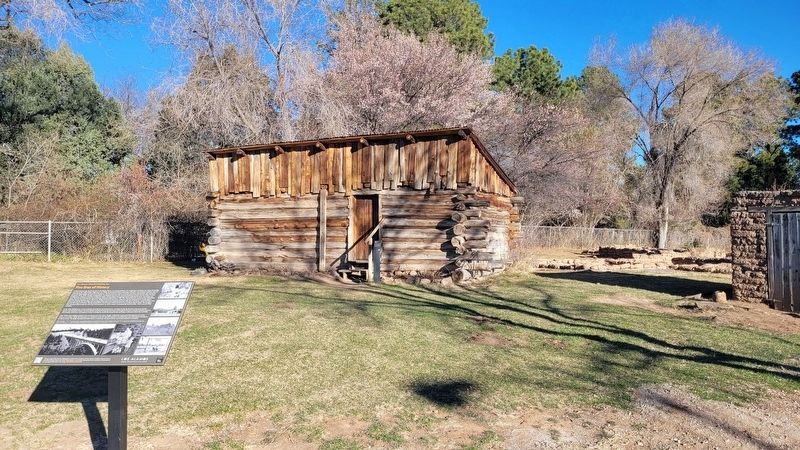 The Five Eras of History Marker in front of the Romero Cabin image. Click for full size.