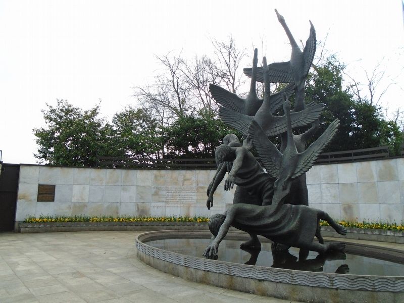 Garden of Remembrance Markers and Children of Lir Sculpture image. Click for full size.
