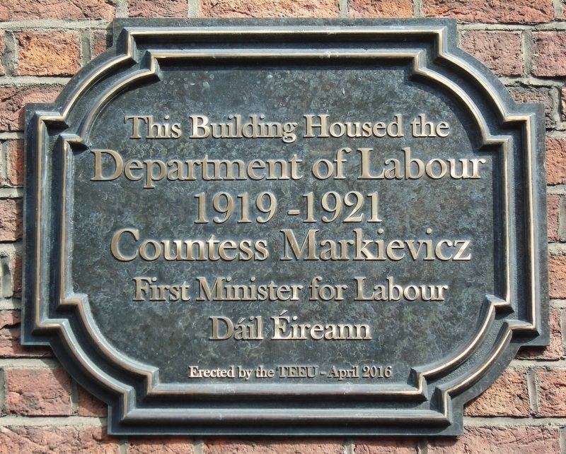 Countess Markievicz and the Department of Labour Marker. Click for full size. Countess Markievicz and the Department of Labour Marker image. Click for full size.