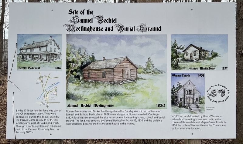 Site of the Samuel Bechtel meeting House and Burial Ground Marker. Click for full size. Site of the Samuel Bechtel meeting House and Burial Ground Marker image. Click for full size.