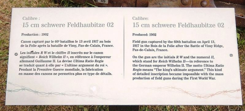 Calibre: 15 cm schwere Feldhaubitze 02 Marker. Click for full size. Calibre: 15 cm schwere Feldhaubitze 02 Marker image. Click for full size.