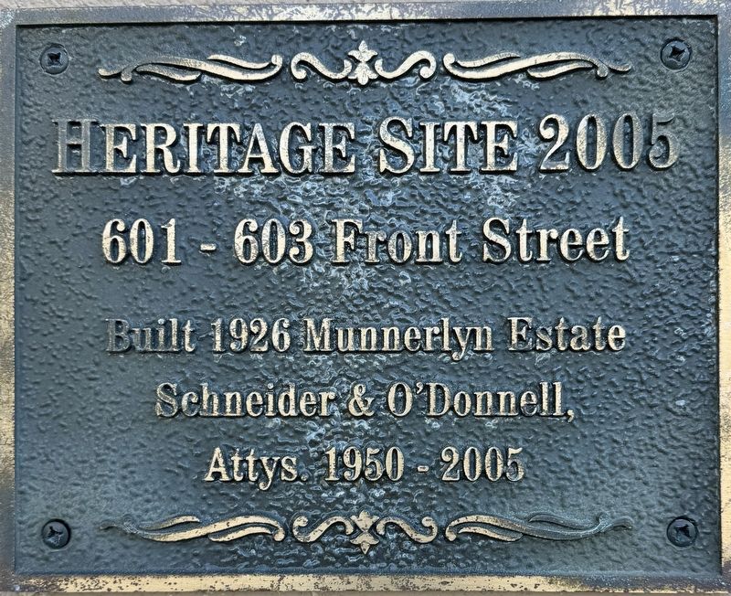 601 - 603 Front Street Marker image. Click for full size.