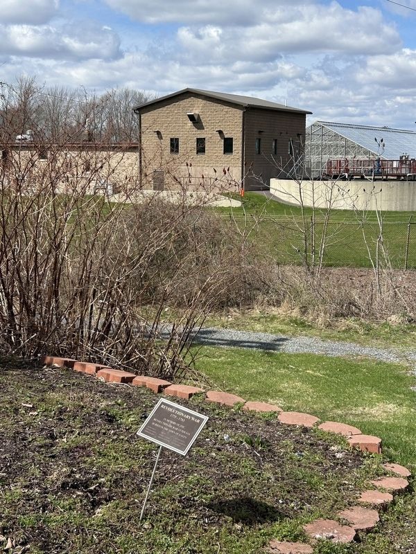Revolutionary War Marker and Sewage Treatment Plant. image. Click for full size.