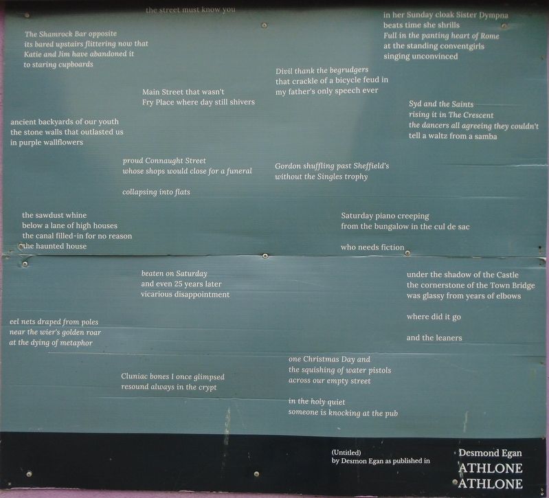 Desmond Egan Marker. Click for full size. Desmond Egan Marker image. Click for full size.