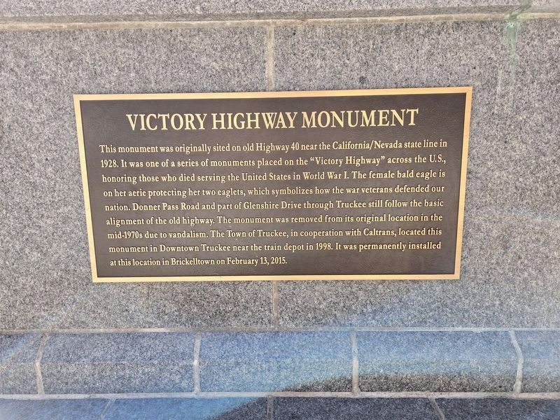 World War I Memorial / Victory Highway Monument Rededication Marker. Click for full size. World War I Memorial / Victory Highway Monument Rededication Marker image. Click for full size.