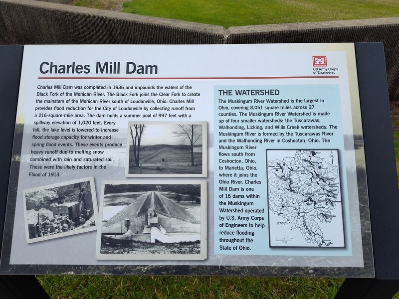 Charles Mill Dam Marker. Click for full size. Charles Mill Dam Marker image. Click for full size.
