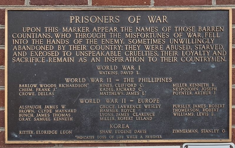 Prisoners of War Marker. Click for full size. Prisoners of War Marker image. Click for full size.