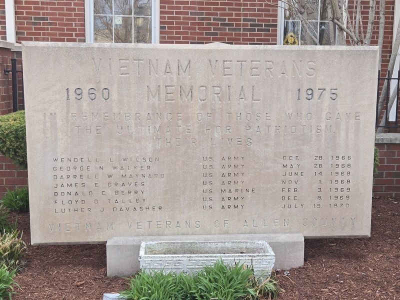 Vietnam Veterans Memorial Marker. Click for full size. Vietnam Veterans Memorial Marker image. Click for full size.