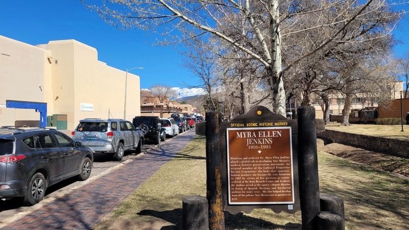 The view of the Myra Ellen Jenkins Marker along the street. Click for full size. The view of the Myra Ellen Jenkins Marker along the street image. Click for full size.
