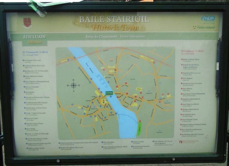 <i>Athlone Visitor Information</i>/Átha Luain Eolas do Chuairteoirí Marker. Click for full size. <i>Athlone Visitor Information</i>/Átha Luain Eolas do Chuairteoirí Marker image. Click for full size.