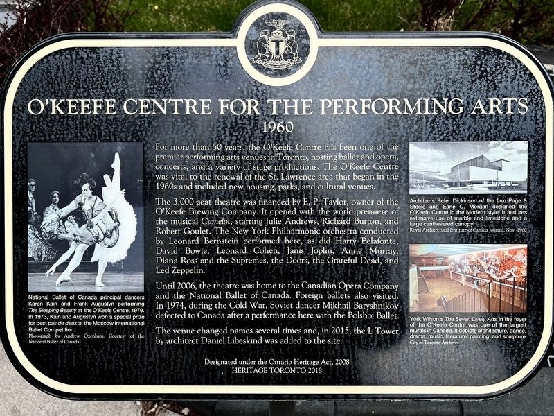 O�Keefe Centre for the Performing Arts Marker image. Click for full size.