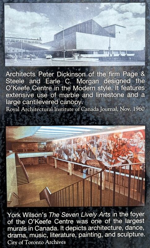 O�Keefe Centre for the Performing Arts marker photos and captions detail (right) image. Click for full size.