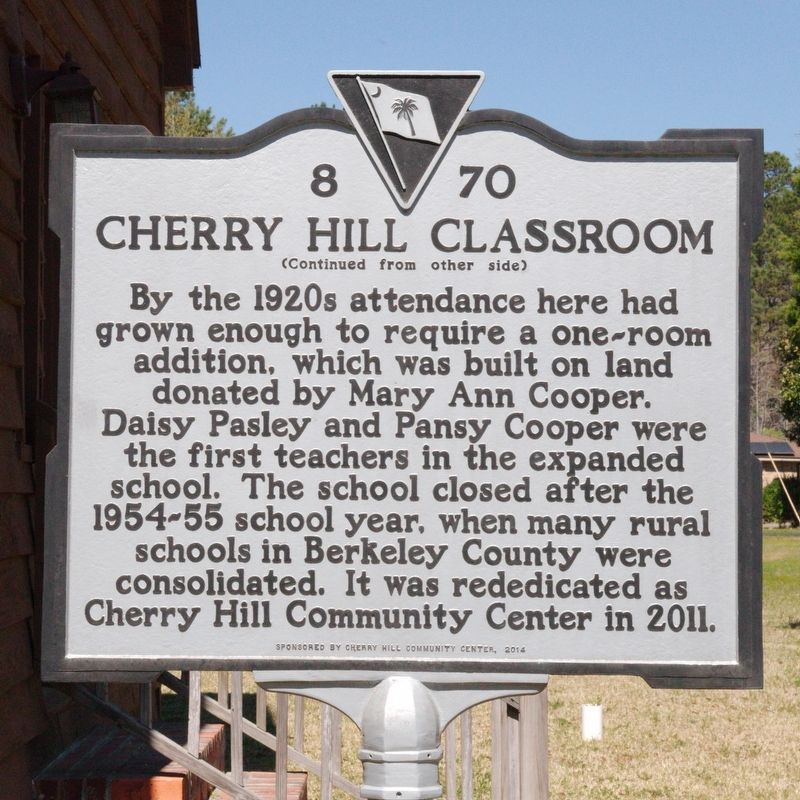 Cherry Hill Classroom Marker, Side Two image. Click for full size.