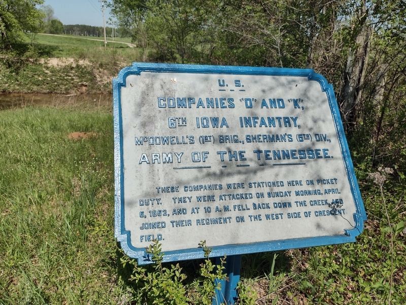U.S. Companies "D" and "K", 6th Iowa Infantry Marker. Click for full size. U.S. Companies "D" and "K", 6th Iowa Infantry Marker image. Click for full size.