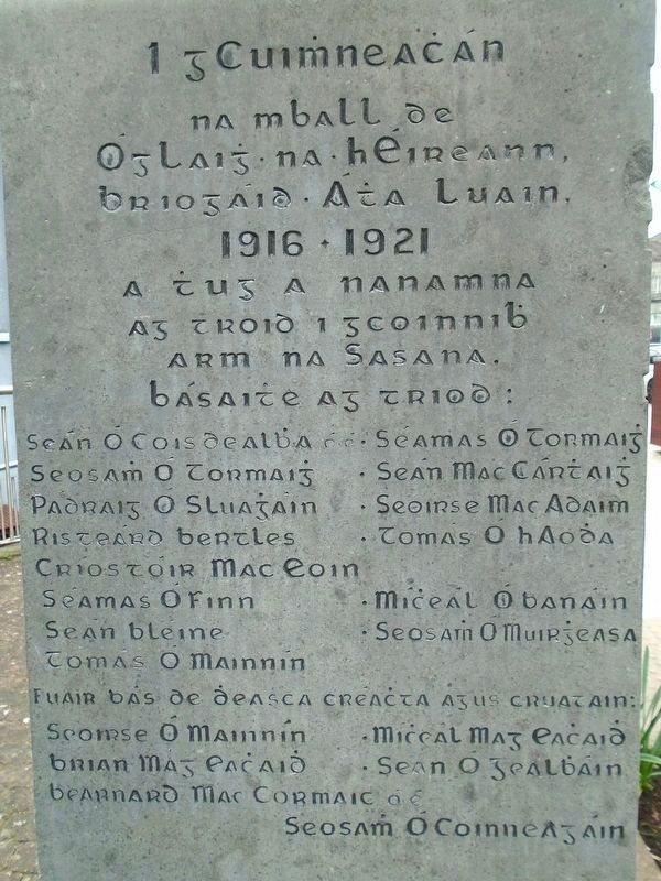 Irish Republican Army Athlone Brigade Memorial Honored Dead (Gaelic) image. Click for full size.