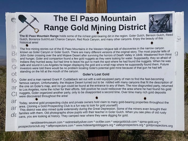 El Paso Mountain Range Marker image. Click for full size.