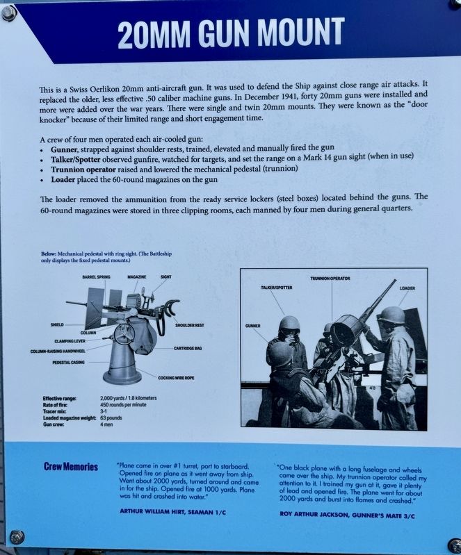 20MM Gun Mount Marker. Click for full size. 20MM Gun Mount Marker image. Click for full size.