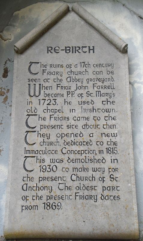 The Franciscans in Athlone Re-Birth Marker image. Click for full size.