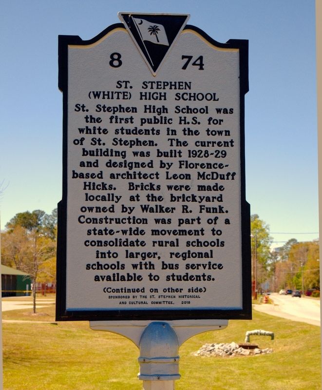 St. Stephen (White) High School Marker, Side One image. Click for full size.