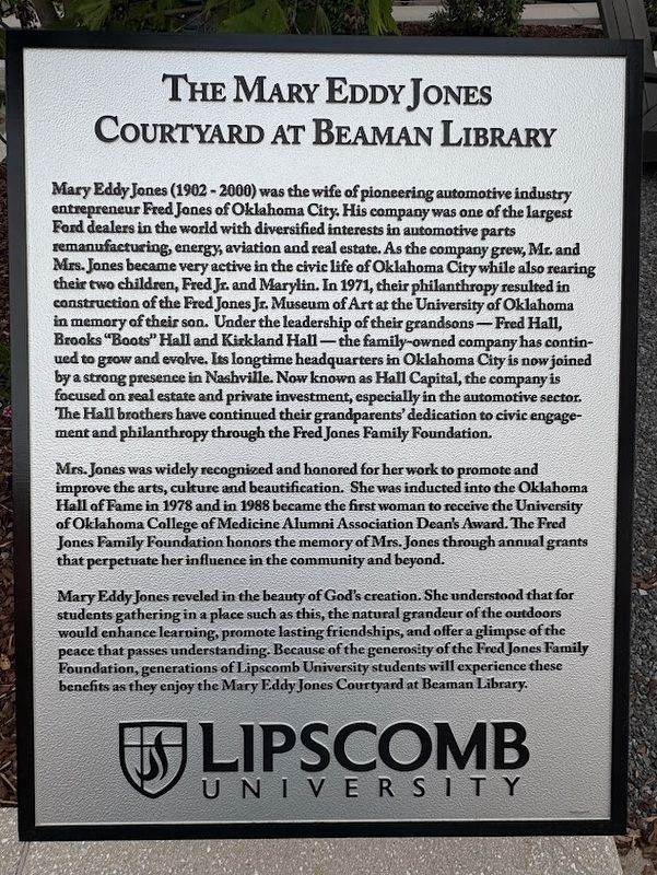 The Mary Eddy Jones Courtyard at Beaman Library Marker image. Click for full size.