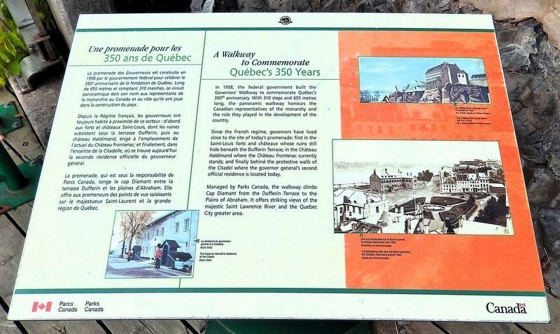 Une promenade pour le 350 ans de Qu�bec / A walkway to commemorate Qu�bec's 350 years Marker image. Click for full size.