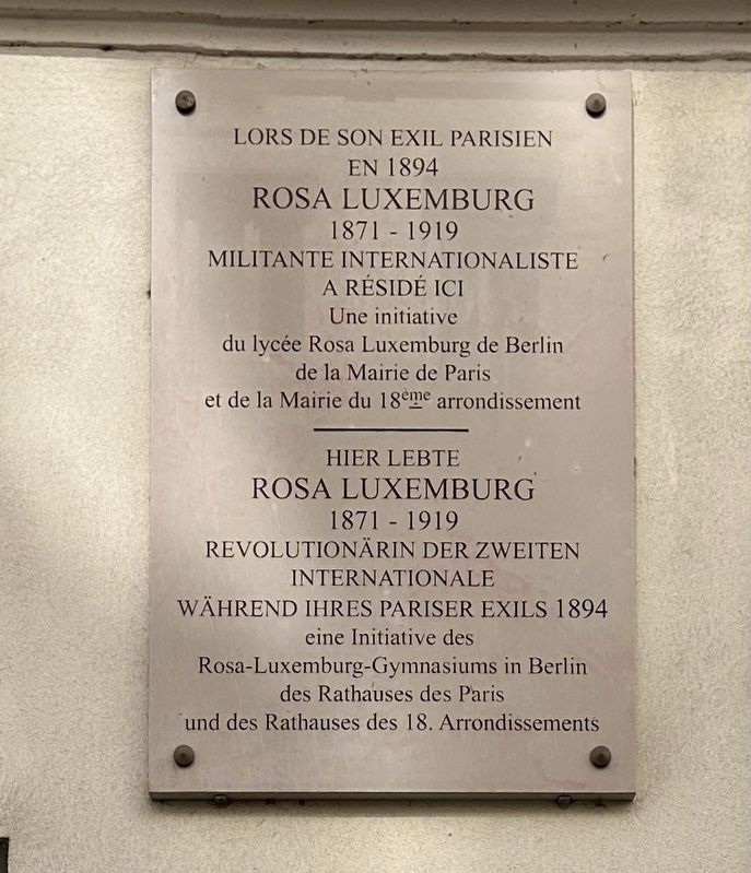 Rosa Luxemburg Marker. Click for full size. Rosa Luxemburg Marker image. Click for full size.