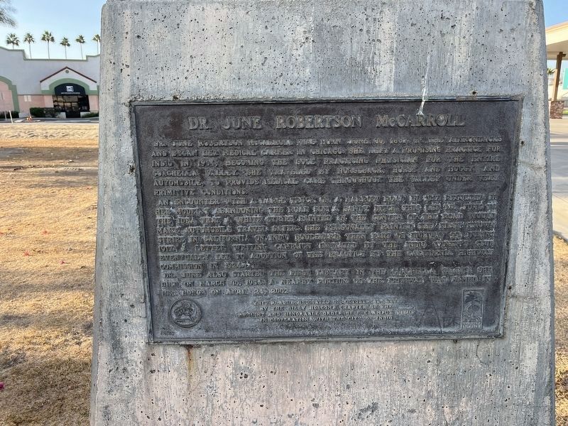 Dr. June Robertson McCarroll Marker image. Click for full size.