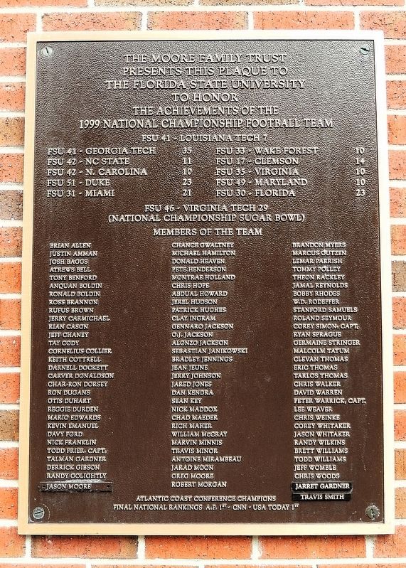 1999 National Championship Football Team Marker. Click for full size. 1999 National Championship Football Team Marker image. Click for full size.