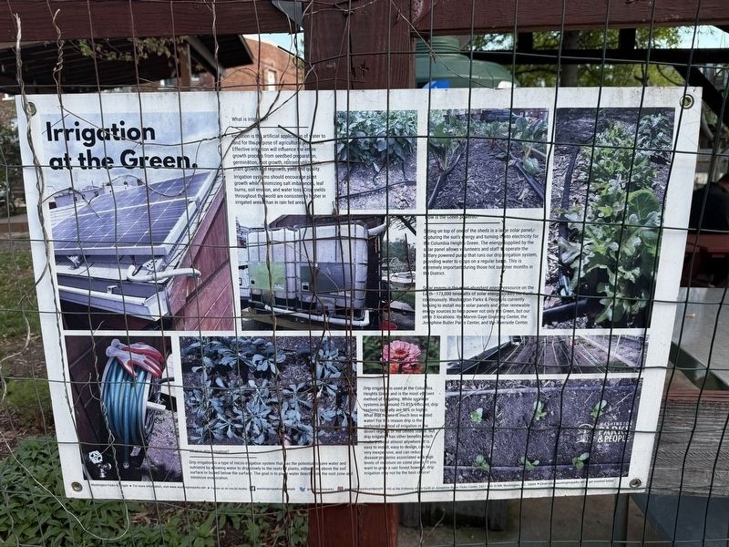 Irrigation at the Green. signage along the fencing image. Click for full size.