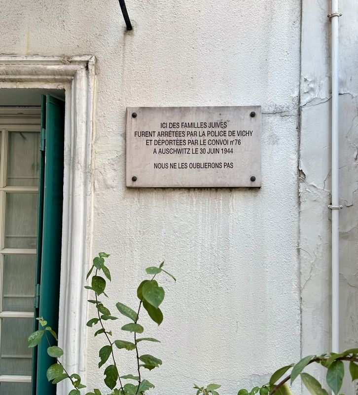 Deported Jewish Families Convoy 76 Memorial Marker. Click for full size. Deported Jewish Families Convoy 76 Memorial Marker image. Click for full size.