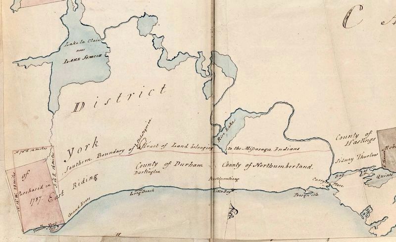 Lands purchased from the Missisauga�s in 1787, the Toronto Purchase is on the far left image. Click for full size.
