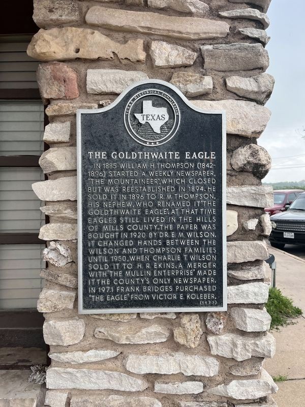 The Goldthwaite Eagle Marker. Click for full size. The Goldthwaite Eagle Marker image. Click for full size.