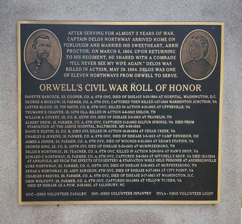 Orwell's Civil War Roll of Honor image. Click for full size.