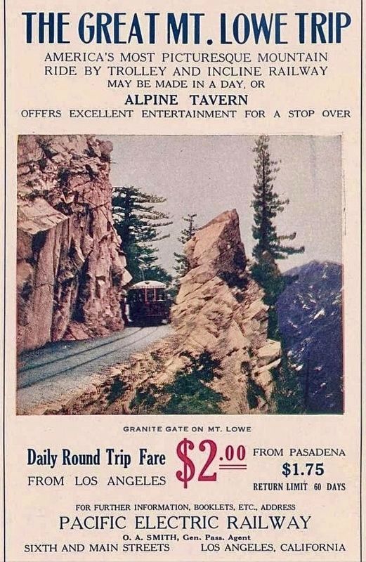 Mt Lowe Advertisement. Click for full size. Mt Lowe Advertisement image. Click for full size.