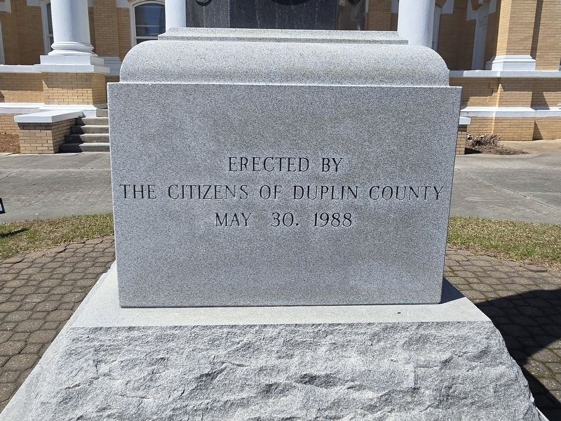 Duplin County Veterans Monument (East side base). Click for full size. Duplin County Veterans Monument (East side base) image. Click for full size.