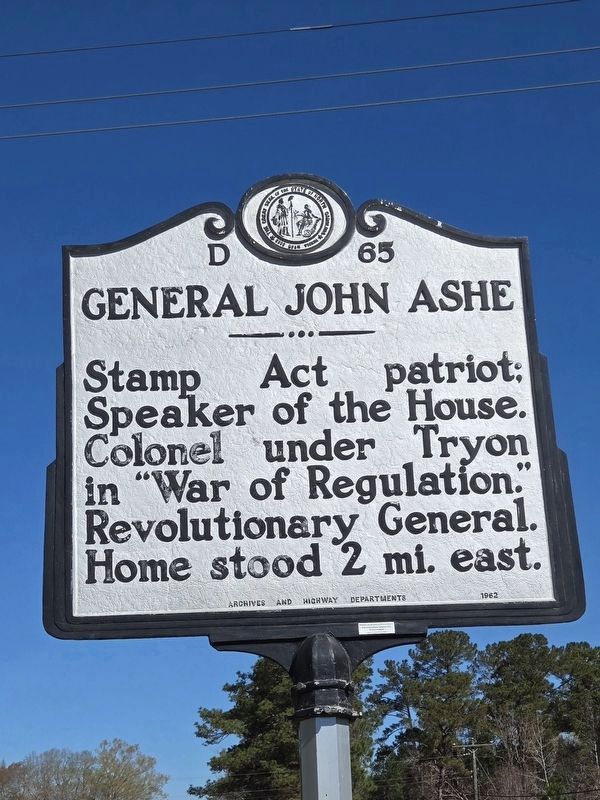 Restored General John Ashe Marker image. Click for full size.