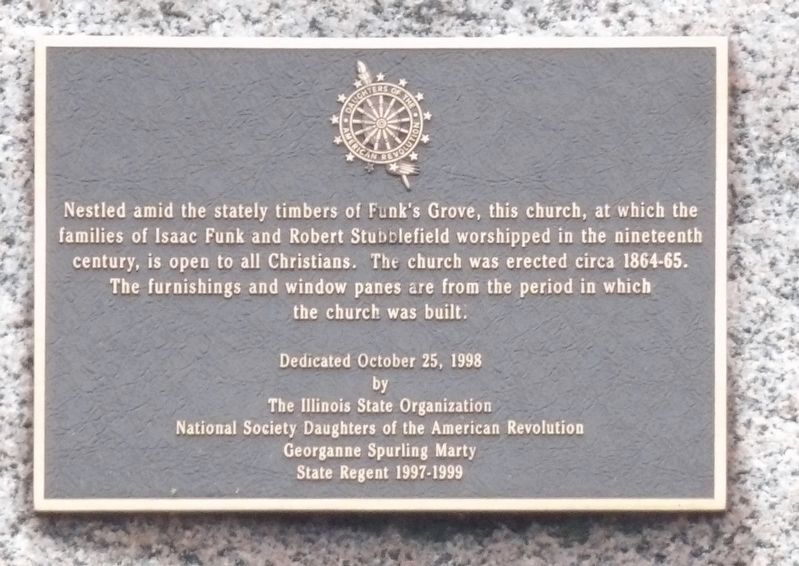Funks Grove Church Marker. Click for full size. Funks Grove Church Marker image. Click for full size.