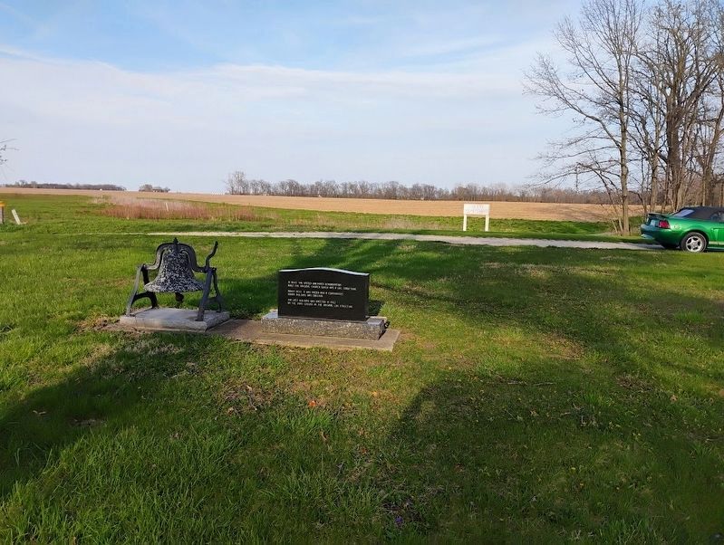 Liberty Church marker and bell image. Click for full size.