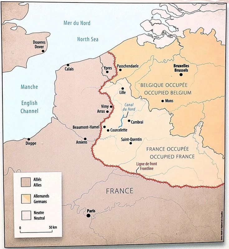 Marker detail: Le front de l�ouest, juillet 1918 image. Click for full size.