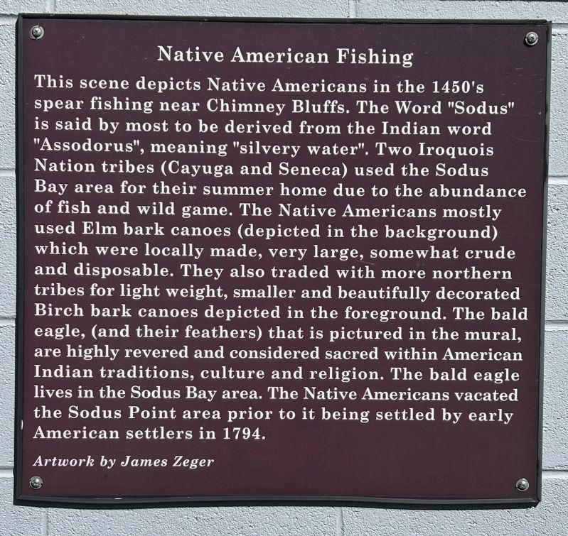 Native American Fishing Mural Marker image. Click for full size.