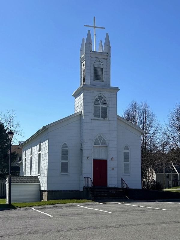 Church Opposite of Native American Fishing Mural Marker image. Click for full size.