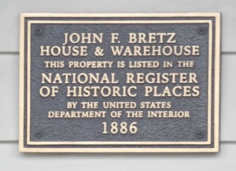 John F. Bretz House & Warehouse Marker image. Click for full size.