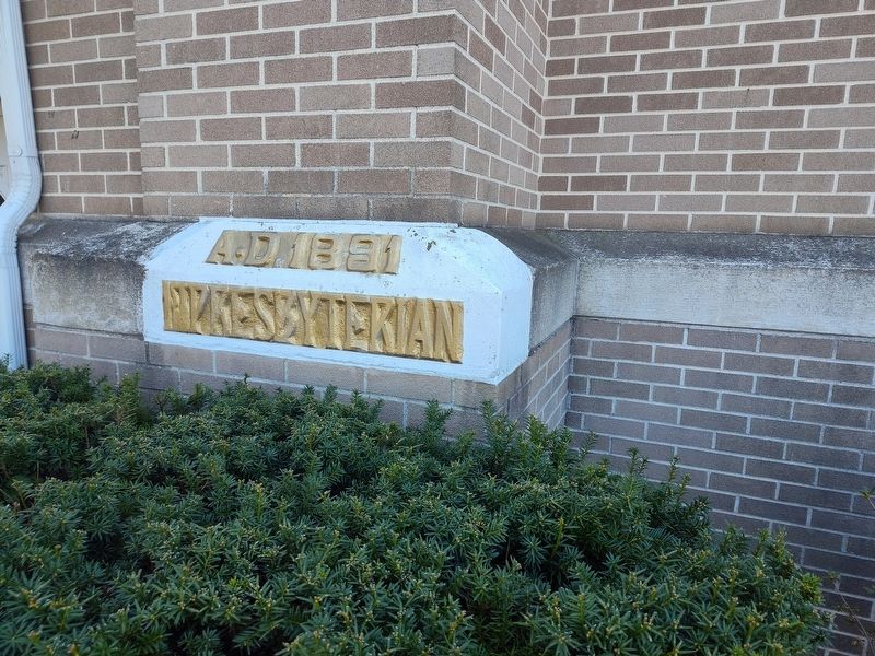 First Presbyterian Church Cornerstone image. Click for full size.