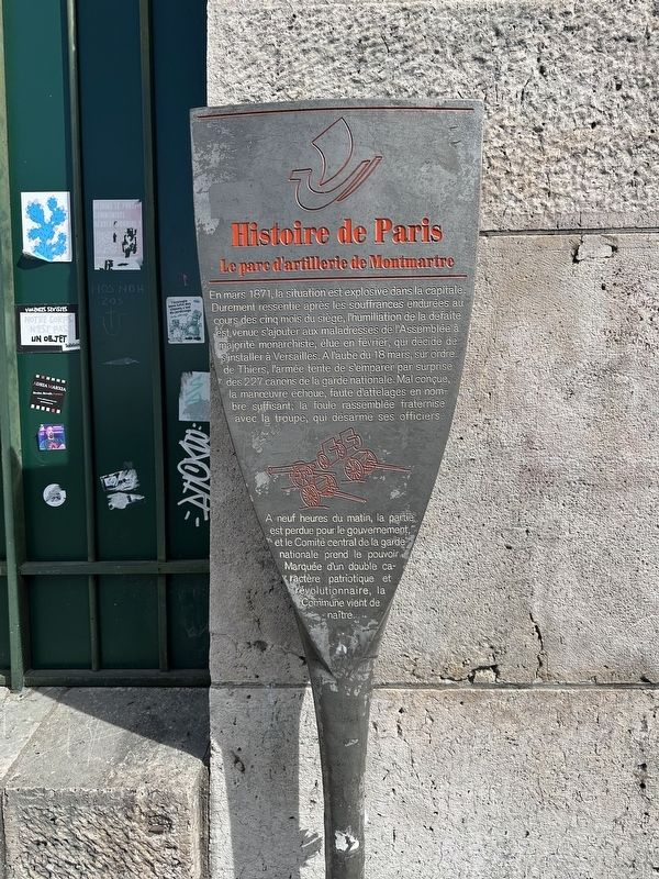 Le parc d’artillerie de Montmartre Marker. Click for full size. Le parc d’artillerie de Montmartre Marker image. Click for full size.