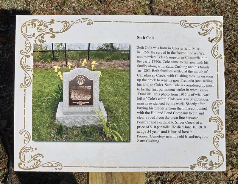 Seth Cole Marker. Click for full size. Seth Cole Marker image. Click for full size.